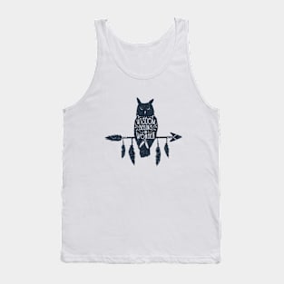 Wisdom Begins In Wonder. Arrow And Owl. Inspirational Quote Tank Top